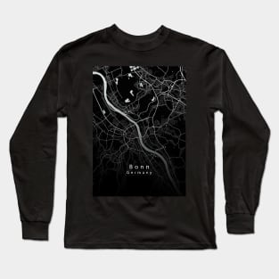 Bonn Germany City Map dark Long Sleeve T-Shirt